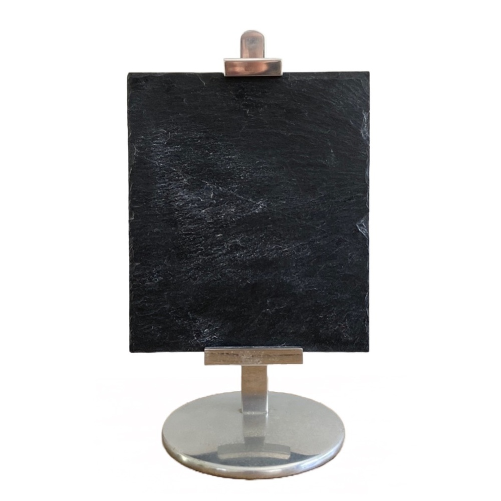 Slate Menu Sign with Silver Stand - Black